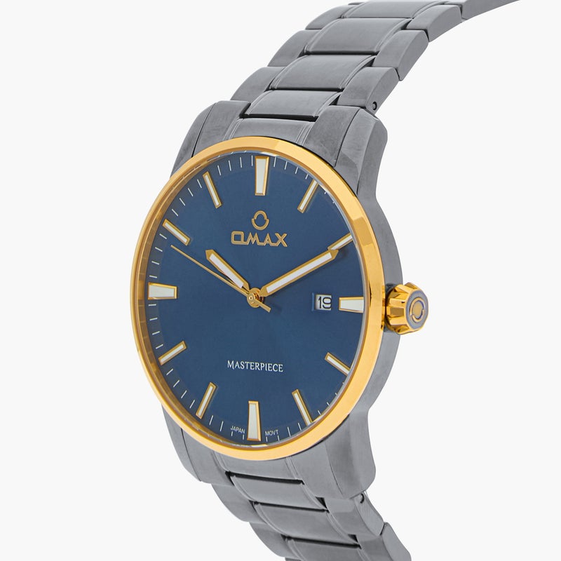 OMAX ساعة أوماكس ماستربيس للرجال - قرص أزرق، سوار فضي - Image 2